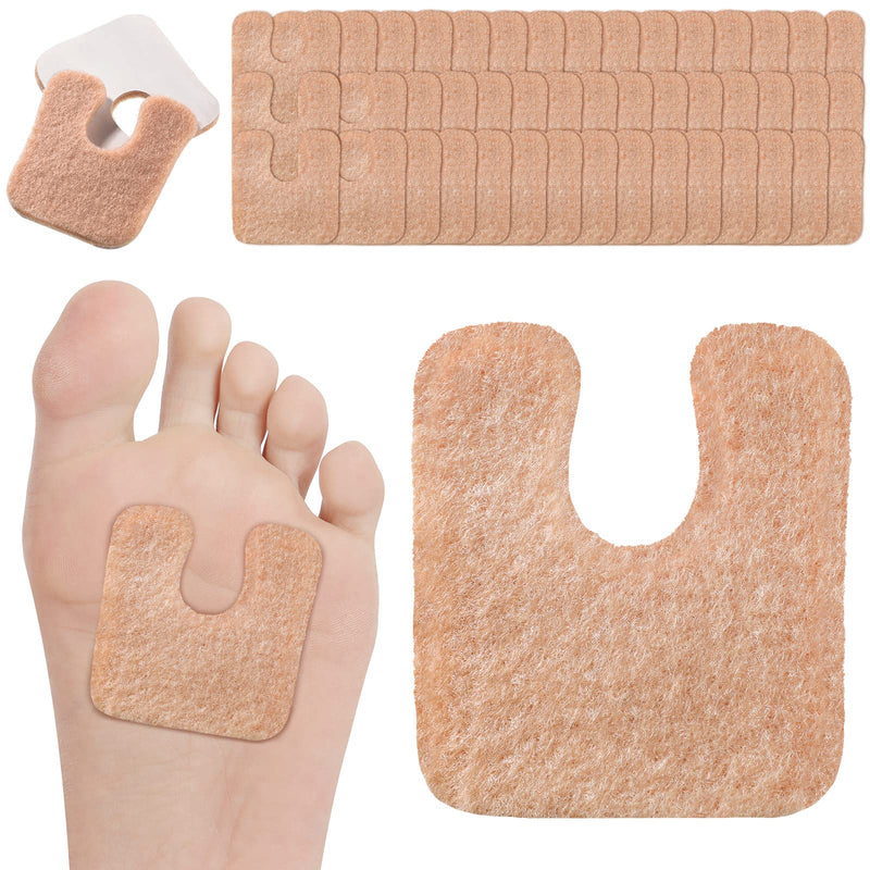 Zonon 48 Pieces U-Shaped Felt Callus Pads Metatarsal Foot Pads for Pain Relief, White, Unisex, Ball of Foot Cushions(Beige) Beige