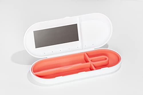 SmileKontainer Slimline Retainer Case: Compact Dental Travel Case for Aligners, Toothbrush and Accessories - Built-in Mirror for Easy Insertion Anywhere - Compatible with All Clear Aligners Living Coral