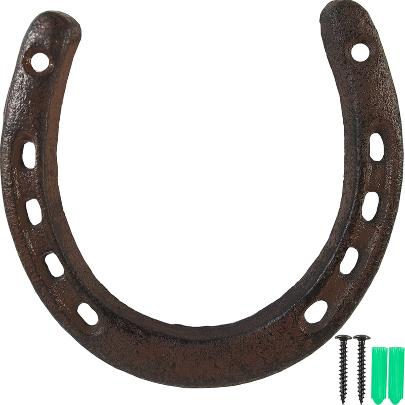 ROYHOO Cast Iron Horseshoe，for Good Lucky, Durable Cast Iron Medium Horseshoe 5 Holes On Each Side for Wall Hung(Dark Brown)