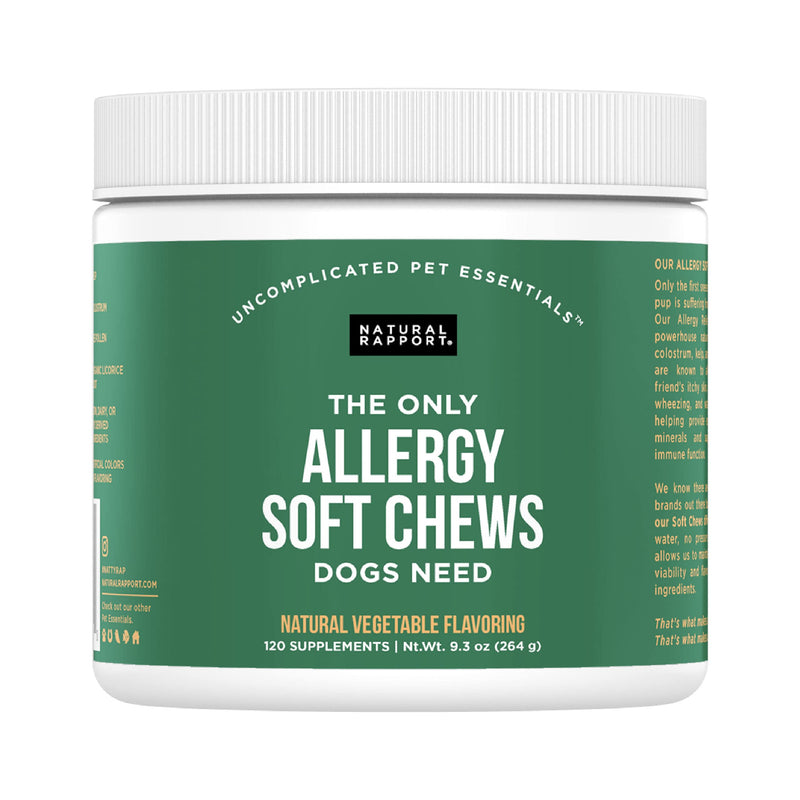 Natural Rapport Dog Allergy Supplement - The Only Allergy Soft Chews Dogs Need - 120ct Treats That Contain Kelp and Bee Pollen for Allergy and Itch Relief Allergy Chew - PawsPlanet Australia