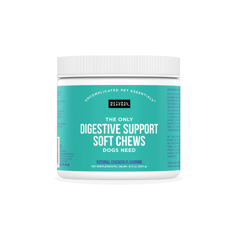 Natural Rapport Dog Digestive Supplement - The Only Digestive Support Soft Chews Dogs Need - 120ct Treats that Contain Probiotics and Enzymes to Support Digestion and Gut Health Digestive Chew