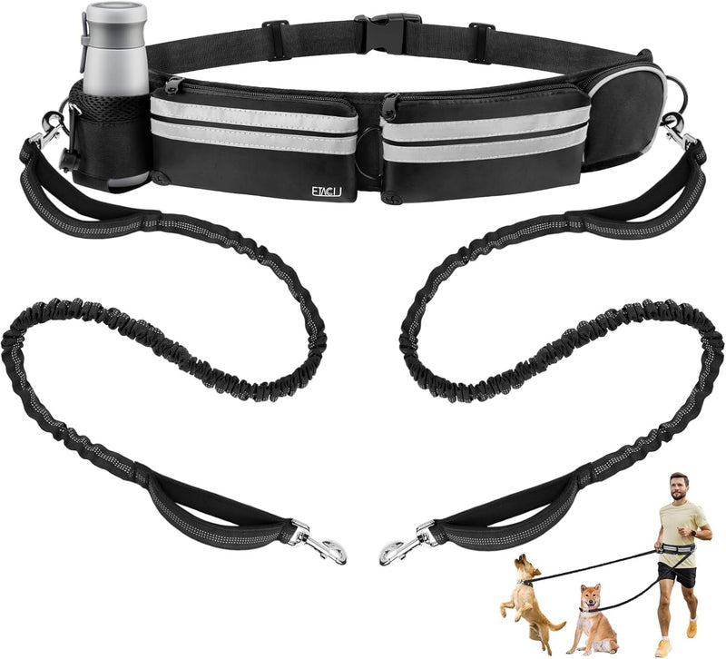 GoFortunePet Hand Free Dog Leash for Medium and Large Dog - Enjoy Pull Free Walks– Expandable Pouch Belt with Adjustable Leash Length for Hiking and Running – Heavy Duty and Reflective Safety Blue - BeesActive Australia