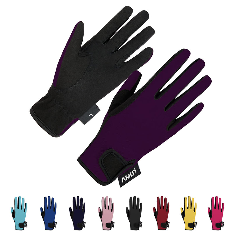 Amoy Kids Horse Riding Gloves Breathable Children Equestrian Horseback Anti-Slipping Boys & Girls Youth Outdoor Biking Cycling Sport Mitts Deep Purple XL (Age 12-14) - BeesActive Australia