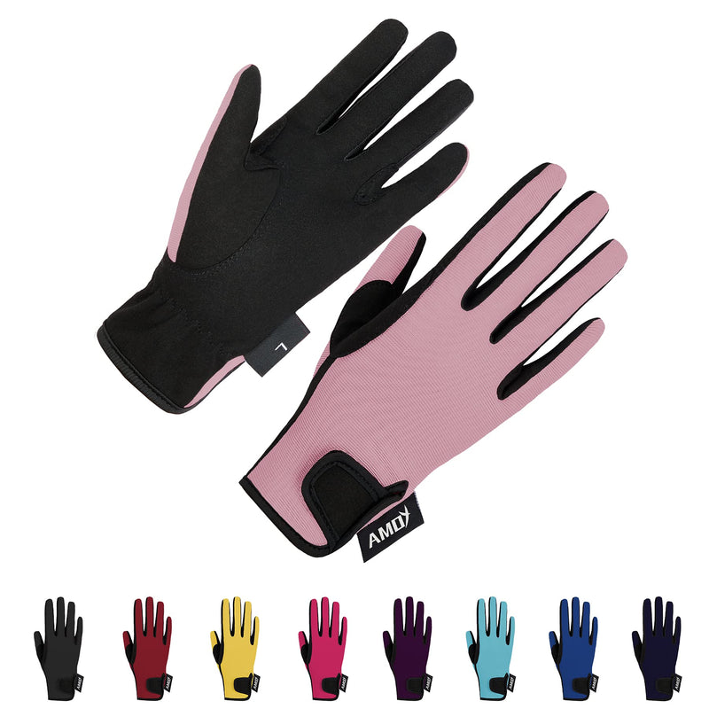 Amoy Kids Horse Riding Gloves Breathable Children Equestrian Horseback Anti-Slipping Boys & Girls Youth Outdoor Biking Cycling Sport Mitts Pink XL (Age 12-14) - BeesActive Australia