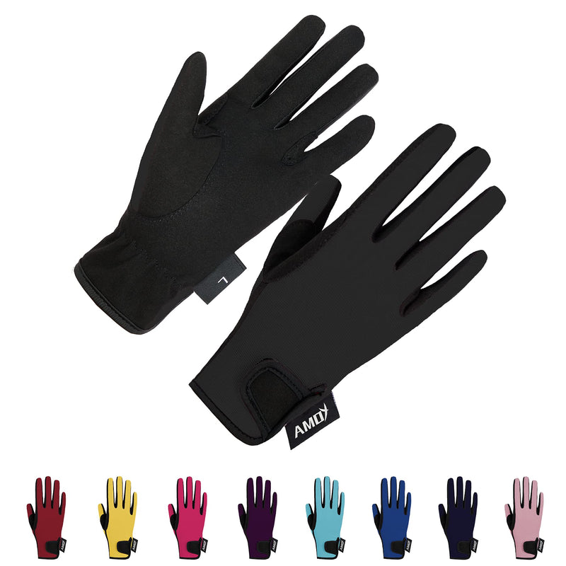Amoy Kids Horse Riding Gloves Breathable Children Equestrian Horseback Anti-Slipping Boys & Girls Youth Outdoor Biking Cycling Sport Mitts Black L (Age 10-12) - BeesActive Australia