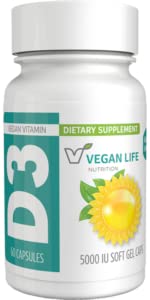 Vitamin D3 Daily Capsules for Adults (5000 IU) - Gluten-Free, Non-GMO, Supports Bone Health and Immune System - 60 Capsules 60 Count (Pack of 1)
