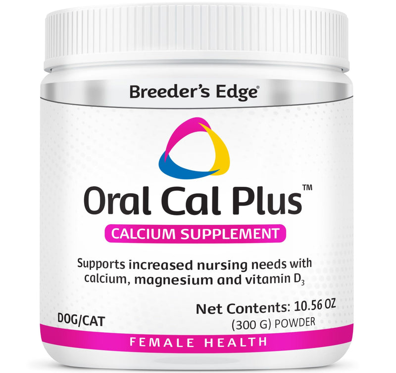 Breeder's Edge Oral Cal Plus Powder for Dogs & Cats, Lactation Support 300g | Calcium, Magnesium, Vitamin D3 & Goat Milk Support Lactation, Bone, Teeth & Muscle Health for Nursing Dogs & Cats Postnatal 300 g - Powder