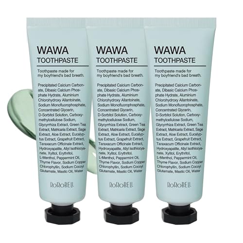 ROROBELL Wawa Toothpaste Made for My Boyfriend's Bad Breath, Sensitive Teeth, Improvement of Gum Problems/Peppermint Flavor/Made with Wasabi I 3.53 fl.oz (Pack of 3) 3.53 Ounce (Pack of 3)