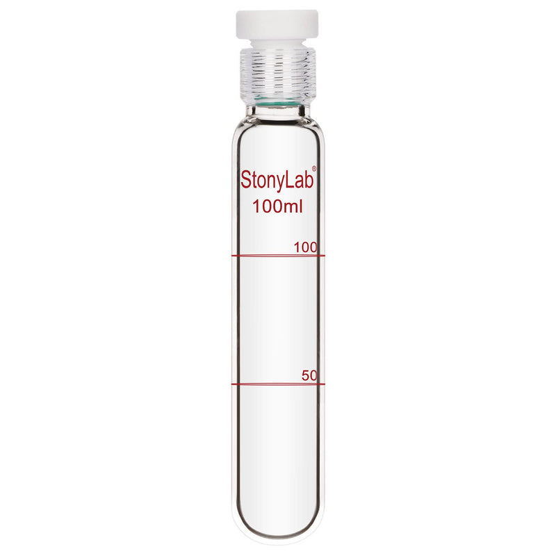 stonylab Test Tube with PTFE Screw Cap, Borosilicate Glass Graduated Colorimetric Tube Culture Tube 100 ml