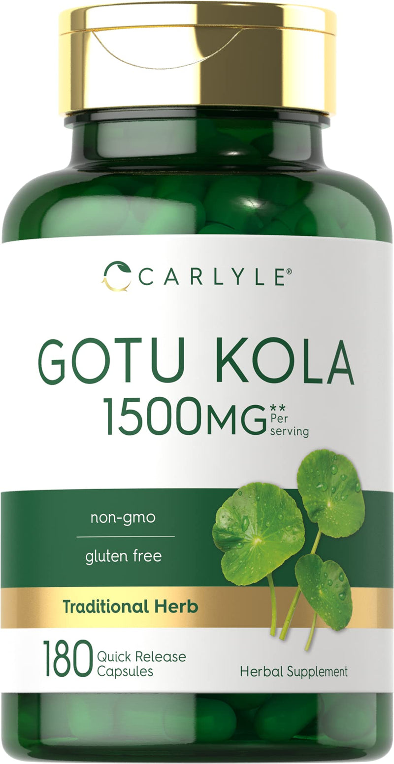 Carlyle Gotu Kola Capsules 1500mg | 180 Count | Non-GMO, Gluten Free | Traditional Herb Extract - BeesActive Australia