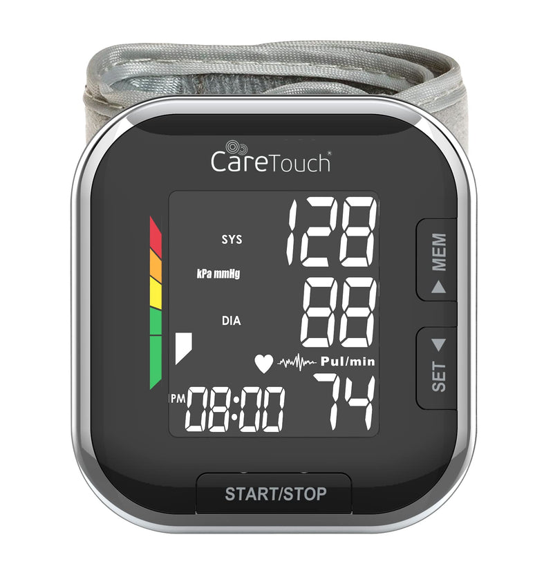 Care Touch Platinum Black Wrist Blood Pressure Cuff Monitor, Automatic Wrist BP Cuff, Adjustable Blood Pressure Wrist Cuff, Irregular Heartbeat Indicator - Blood Pressure Cuffs, Home & Hospital Use - BeesActive Australia