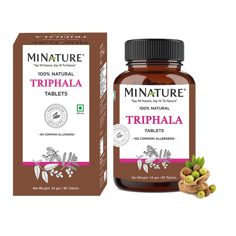 Triphala Tablets by mi Nature -90 Tablets, 1000mg | 45 Day Supply | Triphala Supplement with Amla, Haritaki & Bibhitaki |from India - BeesActive Australia