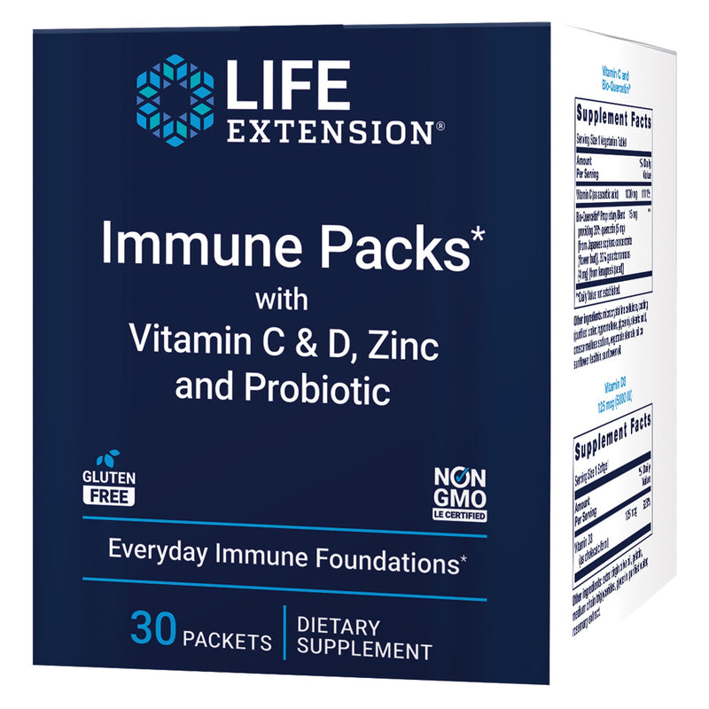 Life Extension - Immune Packs with Vitamin C & D, Zinc and Probiotic (30 Packs)