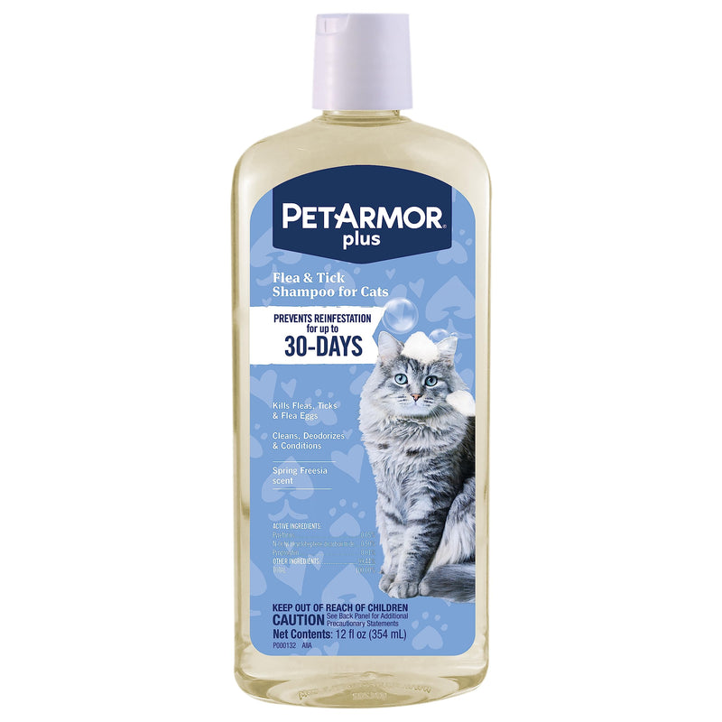 PetArmor Plus Flea and Tick Shampoo for Cats, Kills and Prevents Against Fleas and Ticks, Spring Freesia Scent, 12 fl. oz. 12 OZ - BeesActive Australia