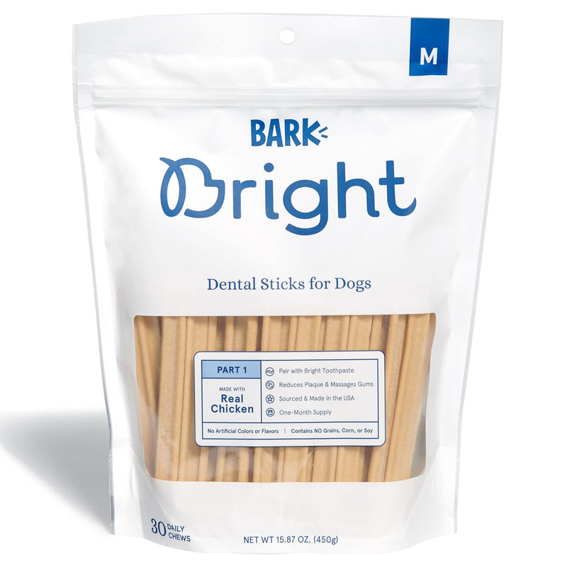 BARK Bright Dental Sticks for Medium Dogs Chews, 15.87 oz., Count of 30 30 Count (Pack of 1) - PawsPlanet Australia