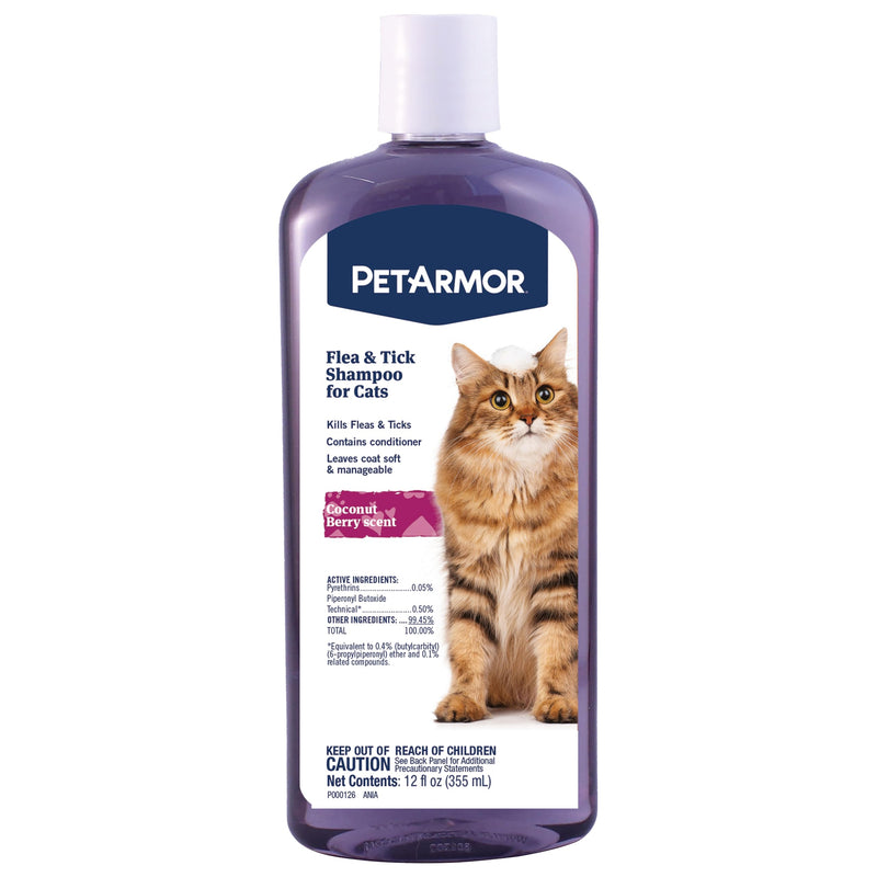 PetArmor Flea and Tick Shampoo for Cats, Coconut Berry Scented Flea Shampoo and Conditioner for Cats, Flea Treatment Kills Fleas and Ticks, 12oz - BeesActive Australia