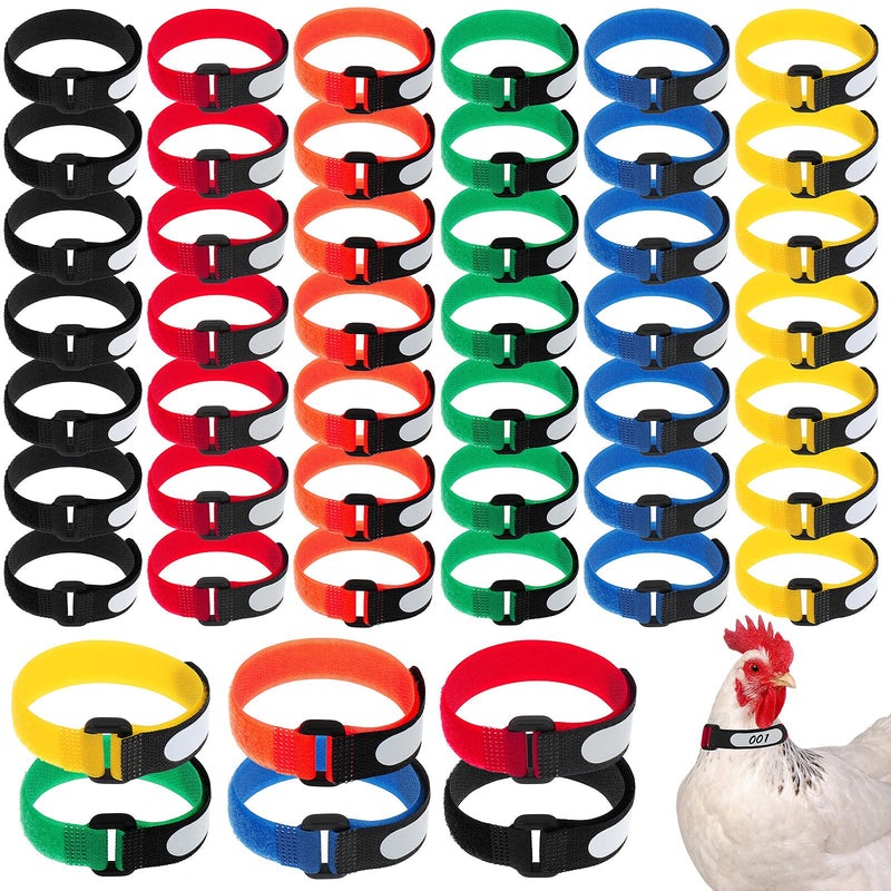 Shappy 48 Pieces Large Rooster Collar Crow Collar with Blank Label Anti Crow Noise Neck Belt Nylon Rooster Collar for Roosters Cockerel, Prevent Chicken from Screaming or Disturbing Neighbors