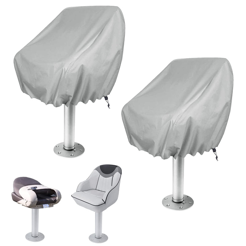 WOMACO 2 Pack Boat Seat Cover, Outdoor Waterproof Pedestal Pontoon Captain Boat Bench Chair Seat Cover, Oxford Fabric Helm Chair Protective Covers (Silver, 4 Pack) Silver - BeesActive Australia