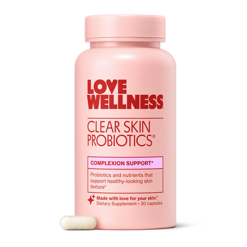 Love Wellness Clear Skin Probiotic| Zinc,Bifidobacterium,Chaste Tree| 30 Ct | BB536, Sugar free, No artificial colors, flavors & dyes