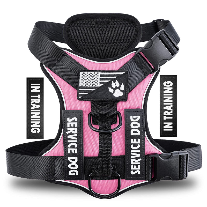 Demigreat Service Dog Harness, Reflective Dog Vest Harness with 5 PCS Patches, Adjustable Soft Oxford Pet Harness, Inner Layer Mesh, Easy to Control for Dogs Small (Pack of 1) Pink - BeesActive Australia