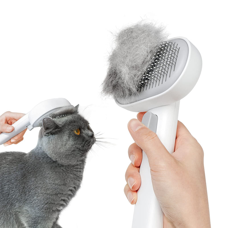 aumuca Cat Brush for Shedding, Cat Brushes for Indoor Cats, Cat Brush for Long or Short Haired Cats, Cat Hair Brush Cat Grooming Deshedding Brush for Dog Kitten Rabbit Massage Removes Loose Fur, White - BeesActive Australia