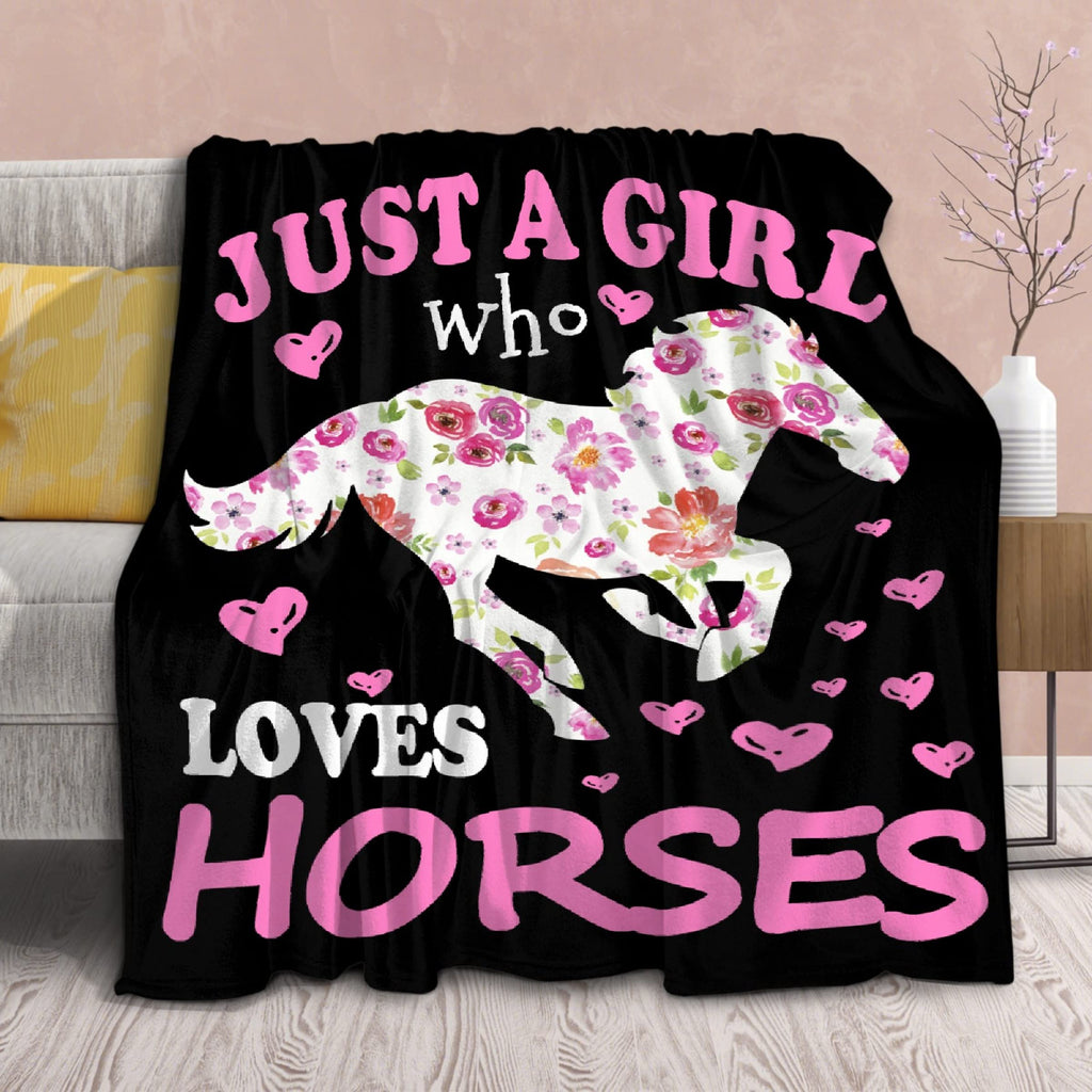 Horse Blanket Gift for Girls Women Plush-Just A Girl Who Loves Horses Comfy Throws Cowboy Western Lightweight Sheet Pony Bedding Quilt Soft Flannel Blankets for Couch Chair Travel-40x50 Inches Just a Girl Who Loves Horse 40x50in for Kids