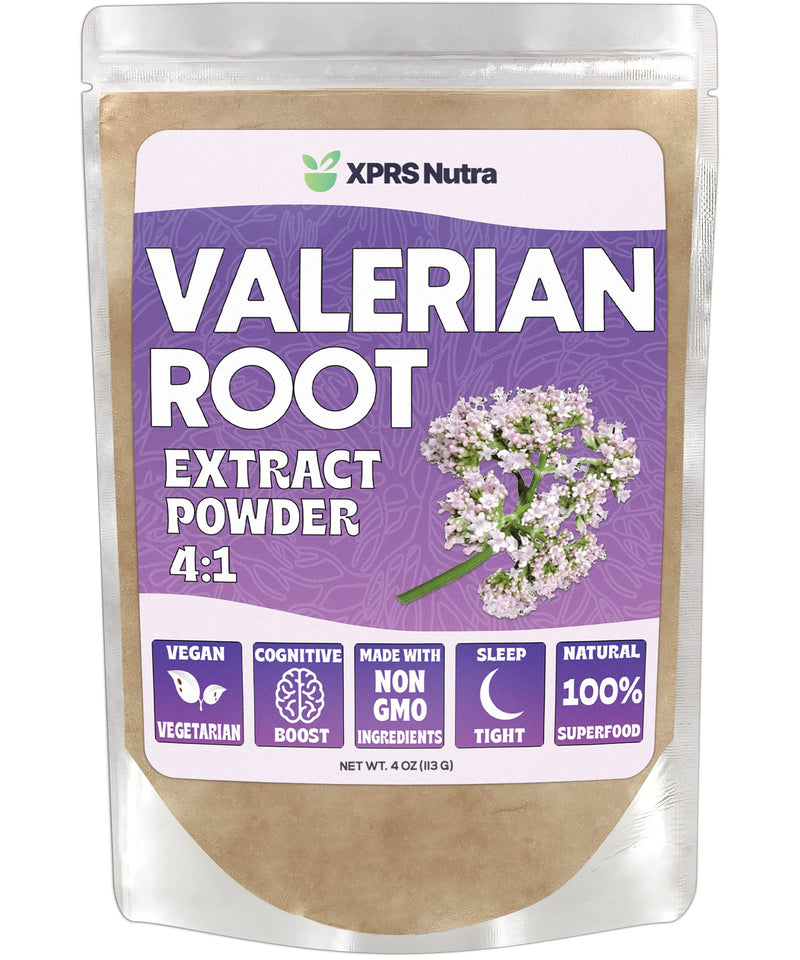 XPRS Nutra Valerian Root Extract Powder 4:1 - Premium Valerian Root Powder for Cognition - Vegan Friendly Herbal Sleep Assist (4 Ounce) 4 Ounce (Pack of 1) - BeesActive Australia