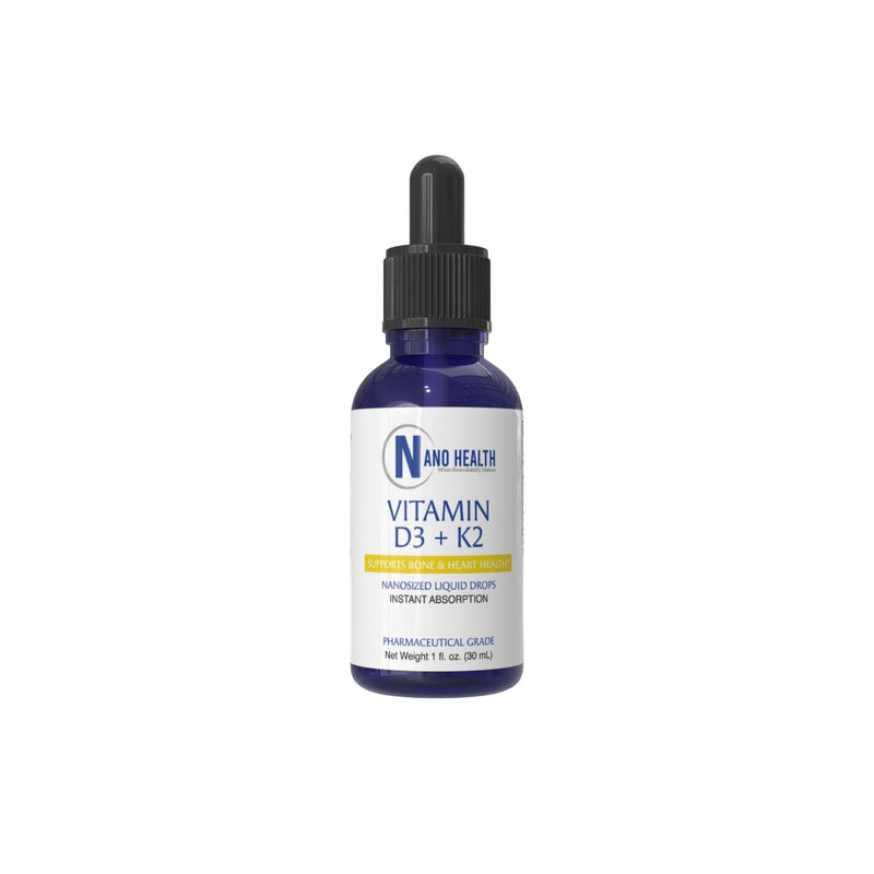 Nanoceutical Solutions Nano Vitamin D3+K2 Nanosized Liquid Particles | Rapid Absorption | 5000 IU Potent Formulation - 1Fl Oz | Non-GMO, Gluten Free | Supports Bone, Joint, Heart & Immune Health