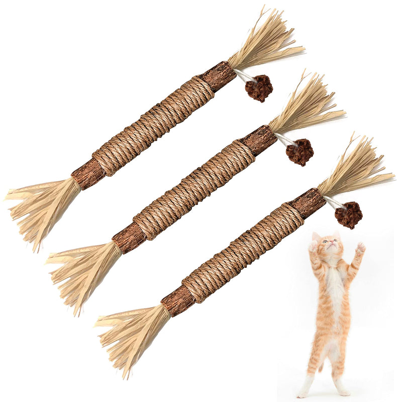 BAWAN Catnip Toys‖ Silvervine for Cats: Cute Cat & Kitten Toys for Indoor Cats Interactive‖ Cat & Kitten Teething Chew Toys for Aggressive Chewers‖ Silvervine Sticks Cat Dental Toy (3PCS) 3PCS - BeesActive Australia