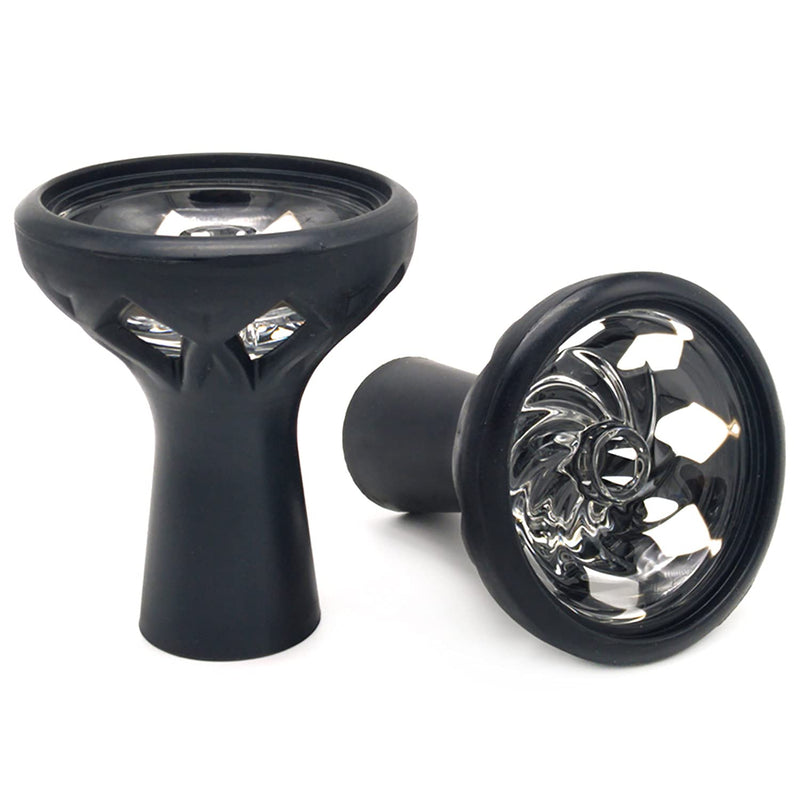 Silicone Hookah Bowl with Hurricane Crystal Glass Core with Wide Hole Easy Clean Faster Heat Up Flavor Saver fit Heat Management System 4.02 * 2.76 Inch（1pcs） Glass Silicone Hookah Bowl1 - BeesActive Australia