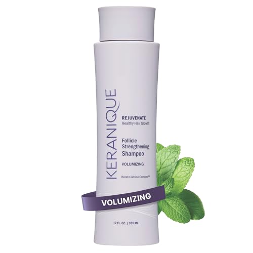 Keranique Volumizing Shampoo for Hair Repair, Growth & Thinning Hair Support – Keratin, Biotin, Menthol & Niacinamide, Anti-Breakage, Lightweight Strengthening Formula 12 Oz - Keratin Amino Complex™ 12 Fl Oz (Pack of 1)