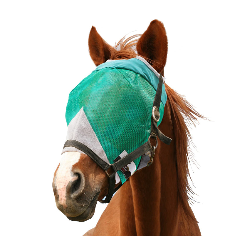 Downtown Pet Supply - Horse Fly Mask without Ears/Nose - Horse Mesh Face Mask or Horse Face Cover with Velcro Straps and Fleece Lined Ear Holes - S - BeesActive Australia