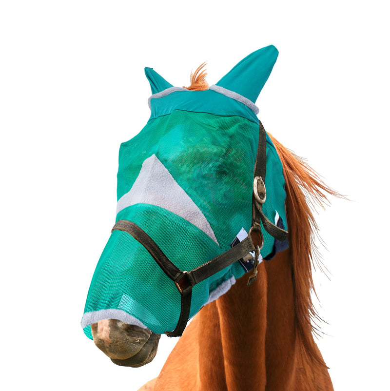 Downtown Pet Supply - Horse Fly Mask with Ears - Horse Mesh Face Mask or Horse Face Cover with Velcro Straps and Fleece Lined Ear Holes - XL - BeesActive Australia