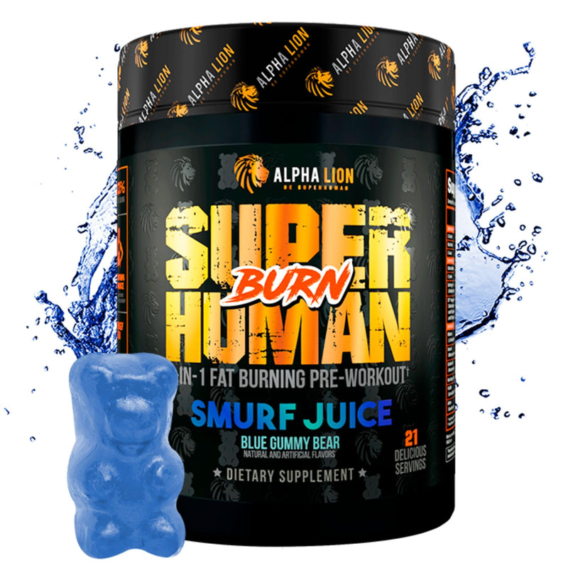 ALPHA LION Superhuman Burn 2-in-1 Metabolism Booster Pre Workout, Weight Loss Supplement, Appetite Suppressant, Fat Loss Support, Energy & Focus Powder (21 Servings, Blue Gummy Bear Flavor) Smurf Juice - BeesActive Australia
