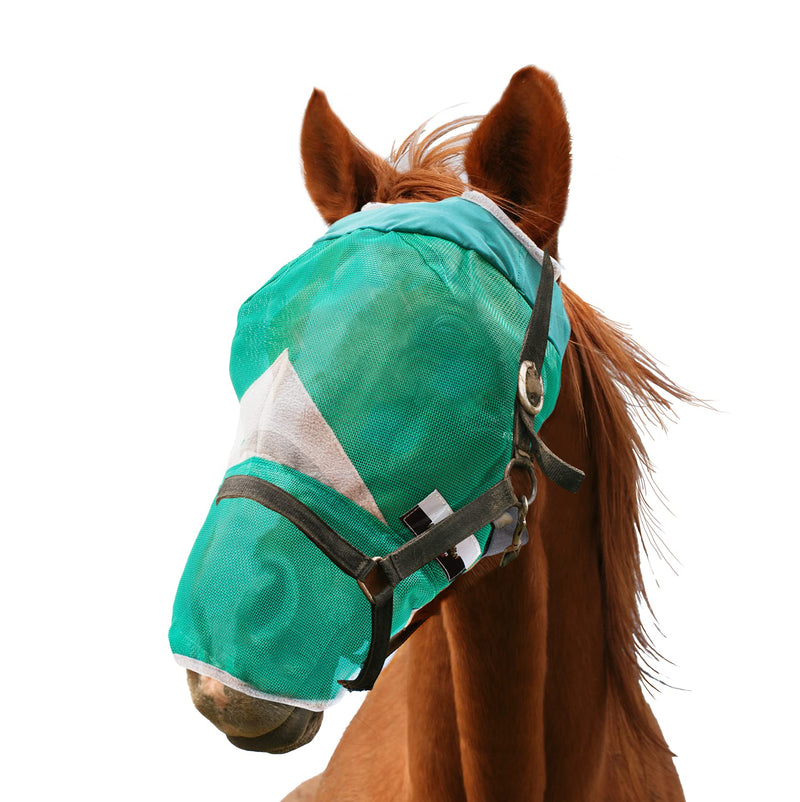 Downtown Pet Supply - Horse Fly Mask with Nose - Horse Mesh Face Mask or Horse Face Cover with Velcro Straps and Fleece Lined Ear Holes - M - BeesActive Australia