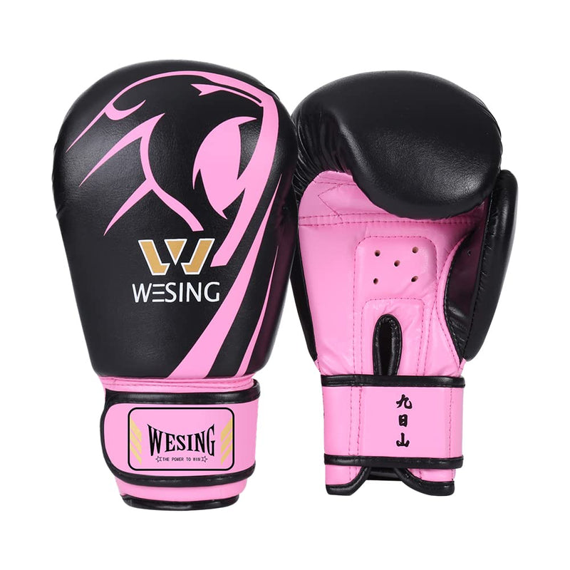 Wesing Kids Professional Boxing Gloves Men Women Boxing Gloves Kickboxing Sparring Workout Training Gloves for Adult Kid Pink 10oz