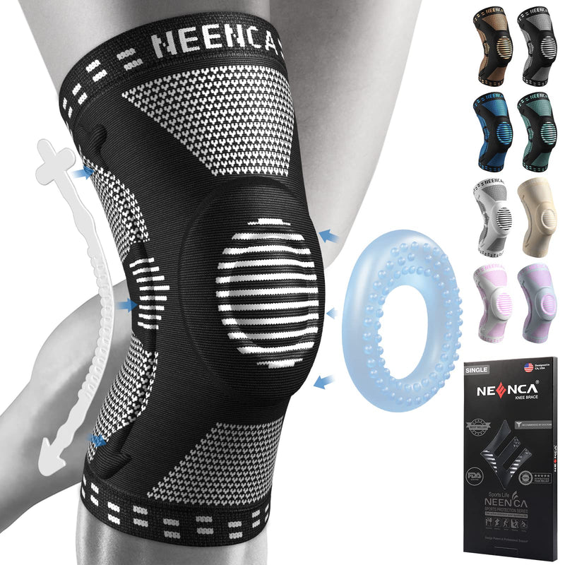 NEENCA Professional Knee Brace for Knee Pain Relief, Medical Knee Support with Patella Pad & Side Stabilizers, Compression Knee Sleeve for Meniscus Tear, ACL, Arthritis, Joint Pain, Runner, Workout... Large Black - BeesActive Australia