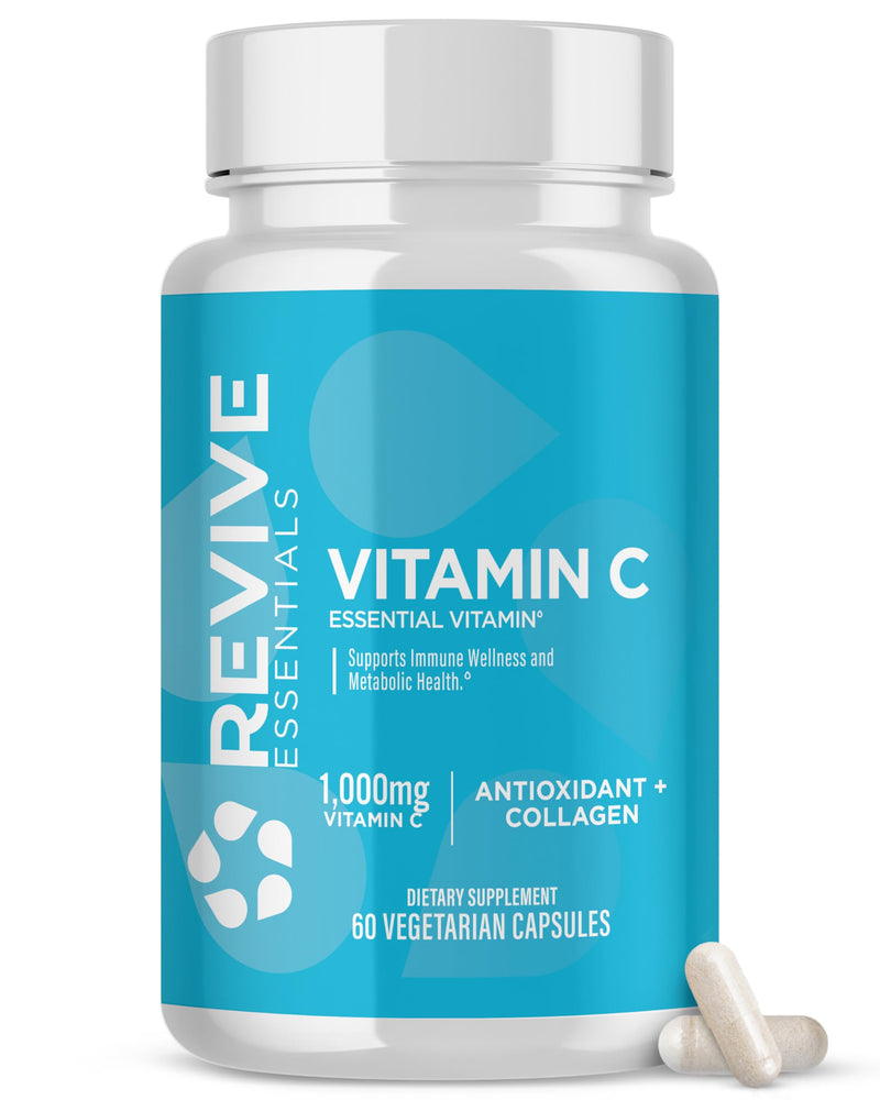 Revive MD Vitamin C Capsules, 1000mg - High-Potency VIT C Ascorbic Acid Dietary Supplement for Immune Support & Antioxidant Health - No Fillers & Non-GMO (200 Vegetarian Capsules, 30 Servings)