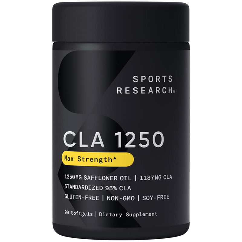 Sports Research CLA - 1250mg with Active Conjugated Linoleic Acid for Men and Women | Non-GMO, Soy & Gluten Free - 95% (90 Softgels) 90 Count (Pack of 1) 95% CLA - BeesActive Australia