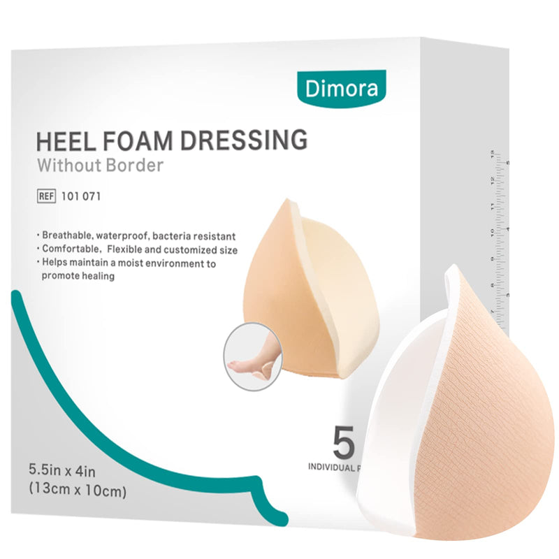 Dimora Heel Foam Dressing, Non-Adhesive Hydrophilic Pads, Highly Absorbent 5.5 x 4 in Pack of 5 Waterproof Dressing for Wound Care 5.5"x 4"(5PCS heel pads) - BeesActive Australia