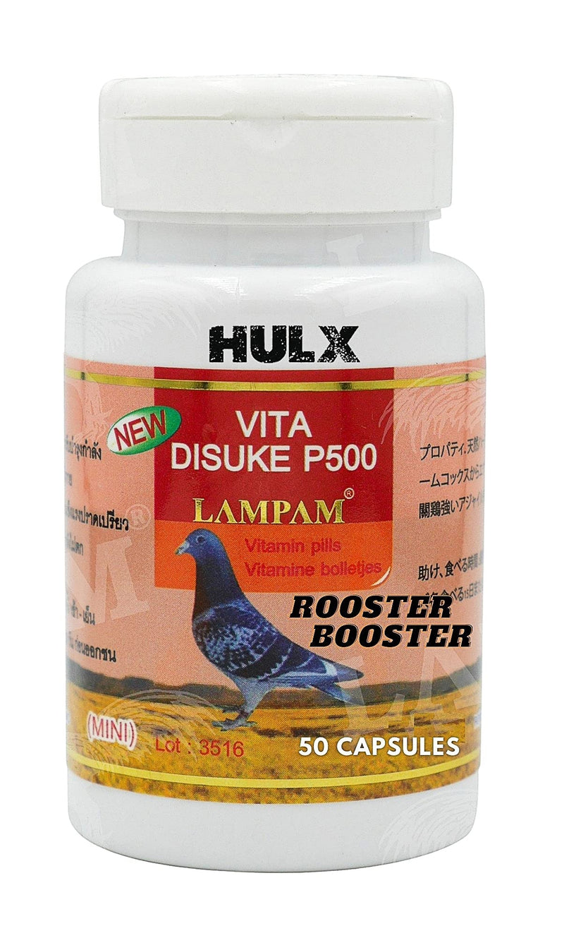 HULX VITA DISUKE P500 50 Tablets, Herbal Extract Rooster Booster Vitamins Chicken Supplement for Bird Flying Competition, Blood, Endurance Leg & Wing, Energy Power Feed Hen Food - PawsPlanet Australia