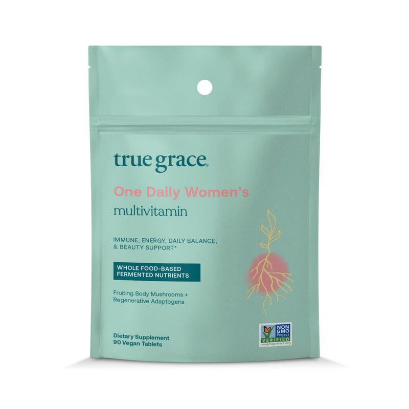 True Grace One Daily Women’s Multivitamin Fermented Minerals, Organic Adaptogens & Mushrooms Whole Body Balance, Immune, Energy, Beauty Support - Non-GMO, Gluten Free, Soy Free - 90 Vegan Tablets 90 Day Supply