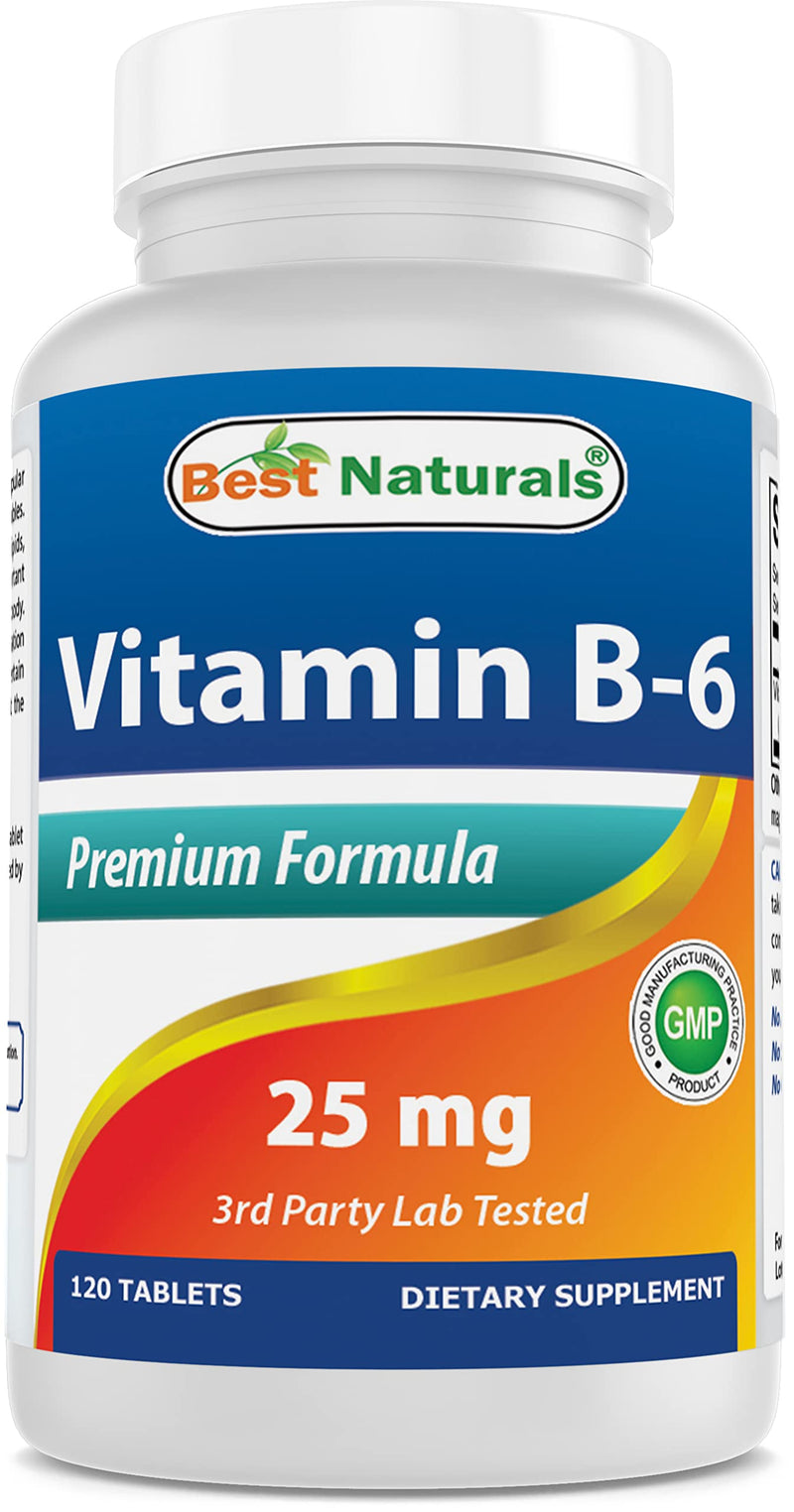 Best Naturals Vitamin B6 25mg, 120 Tablets (120 Count (Pack of 1)) 120 Count (Pack of 1)