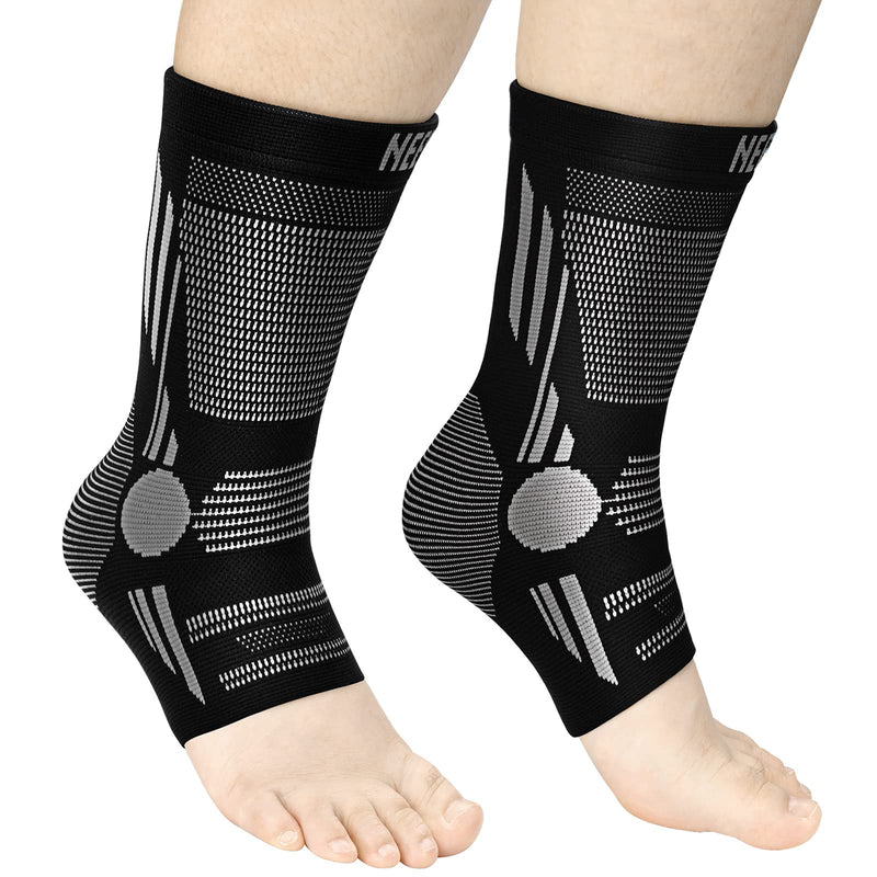 NEENCA Ankle Brace for Pain Relief, 2 Pack Compression Ankle Sleeves Set. Ankle Support Stabilizer for Achilles Tendonitis, Plantar Fasciitis, Joint Pain, Swelling, Arthritis, Sport Medium Black