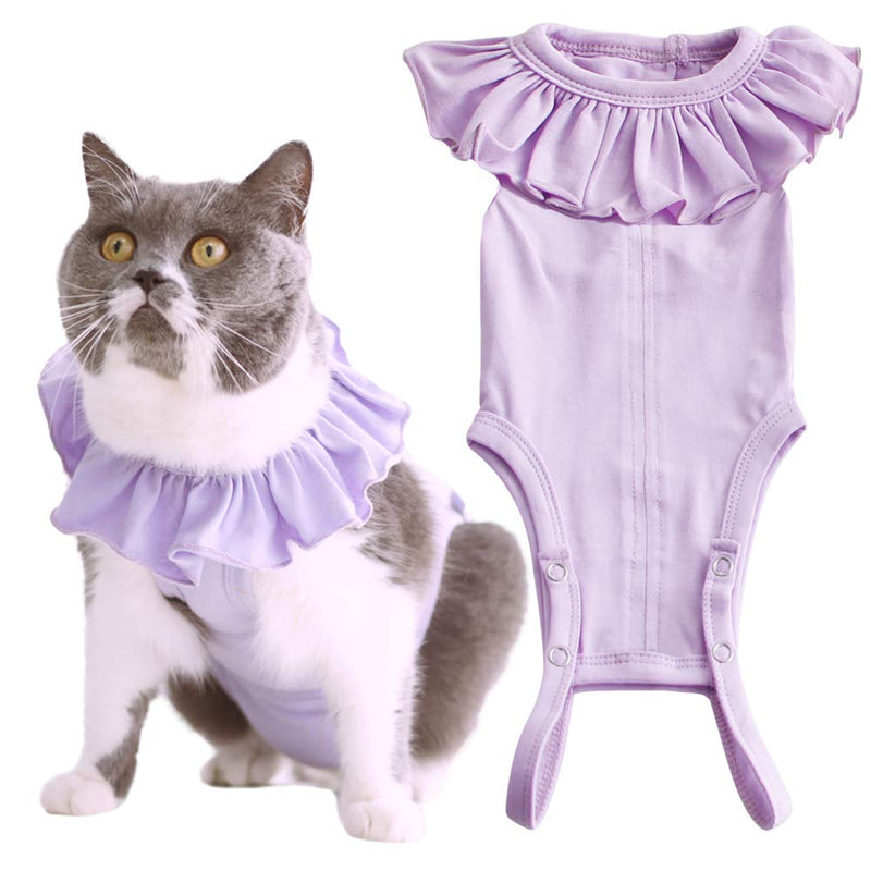 Cat Recovery Suit for Abdominal Wounds and Skin Diseases,Breathable Surgical Recovery Shirt After Surgery Wear Anti Licking Wounds,E-Collar Alternative for Female Cats Kitten(RSC01-purple-m) Medium purple - BeesActive Australia