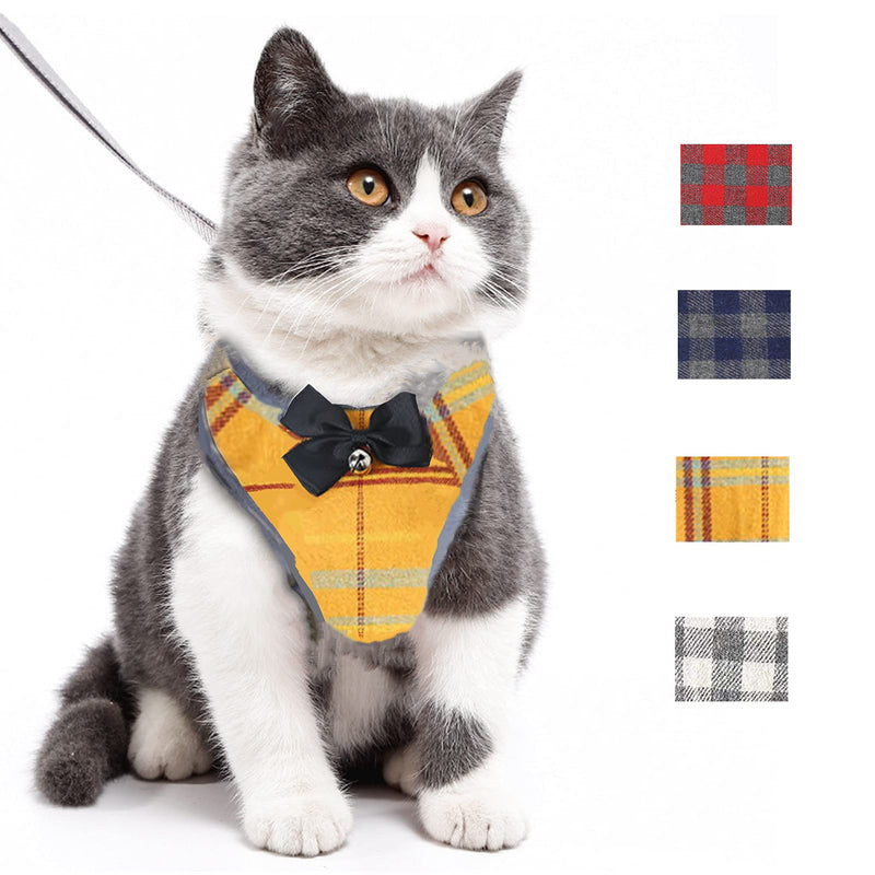 Cat Harness, Dog Harness and Leash Set, Bunny Rabbit Ferret Harness with Adjustable Buckle Comfort for Pet Kitten Small Animals Harnesses XS Yellow - BeesActive Australia