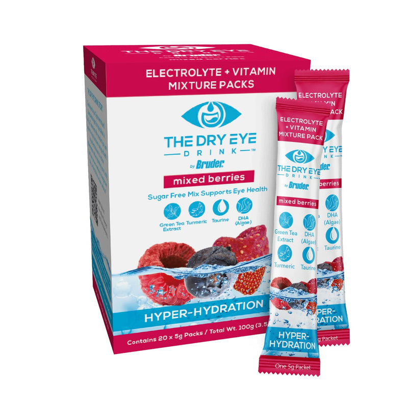 l Ultimate Hydration for Dry Eyes l Sugar-Free Electrolyte Powder Packets l Blended with Vitamins, Green Tea, Turmeric, Taurine, and DHA l 5g x 20 Packets (Mixed Berry) Mixed Berries