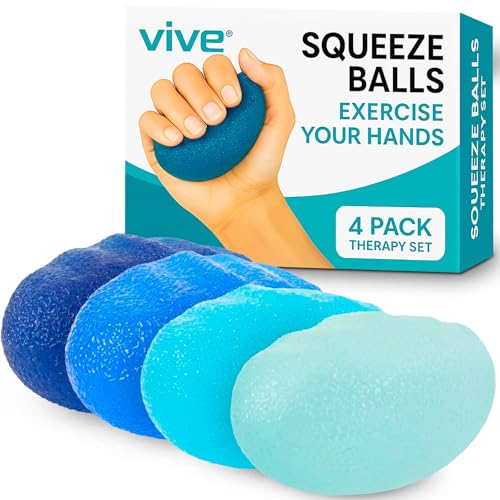 Vive Squeeze Balls for Hand Therapy Set (4 Pack) - Grip Strengthener 4