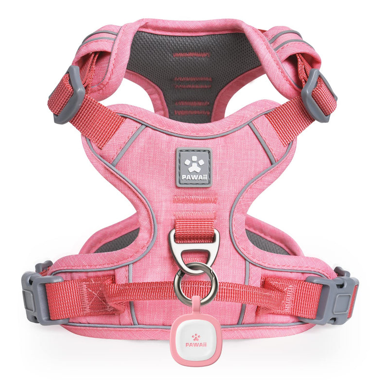 Pawaii Dog Harness for Medium Dogs No Pull, No Pull Dog Harness with Pet ID Tag, No Choke Front Clip Harness Dog, Adjustable Soft Padded Pet Vest with Easy Control Handle M (Chest: 22"-27" ) Mimi Pink - BeesActive Australia