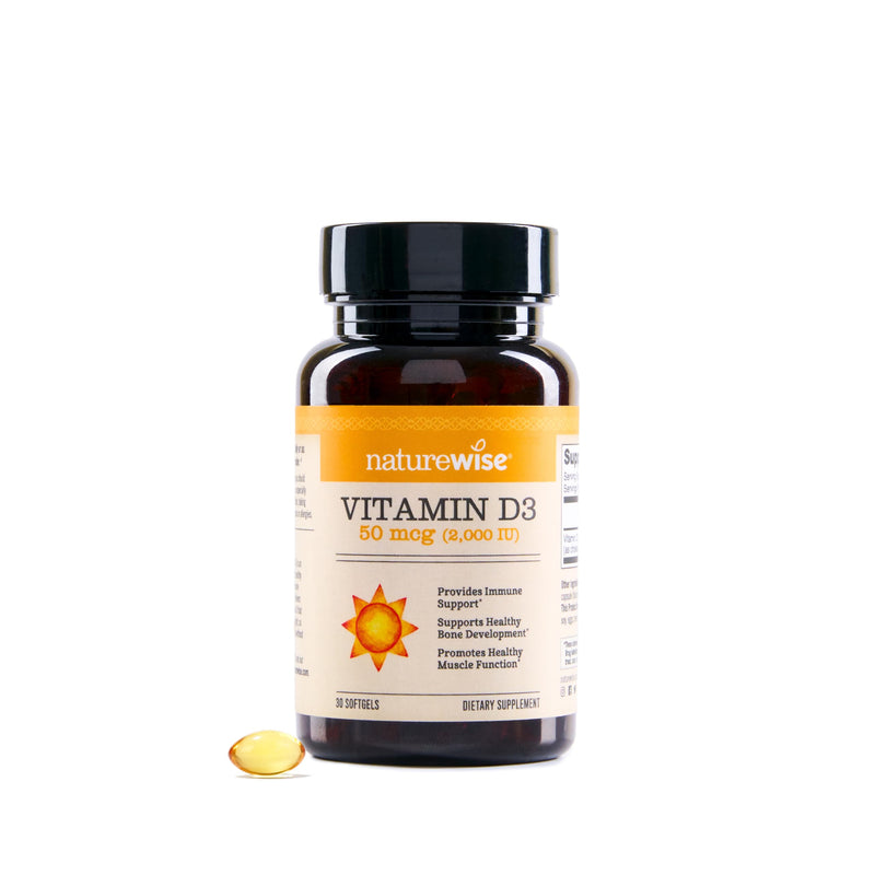 NatureWise Vitamin D3 2000IU Supplement, Bone & Immune Health, 30 Softgels | Vitamin D 50 mcg - Organic Extra Virgin Olive Oil - Muscle & Bone Support - Gluten Free & USA Manufactured - 200-Day Supply 30 Count (Pack of 1) 2000 IU